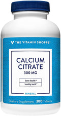 The Vitamin Shoppe Calcium Citrate 300MG - Bone Strength Teeth Health &amp Muscle Function Highly Absorbable (300 Tablets)