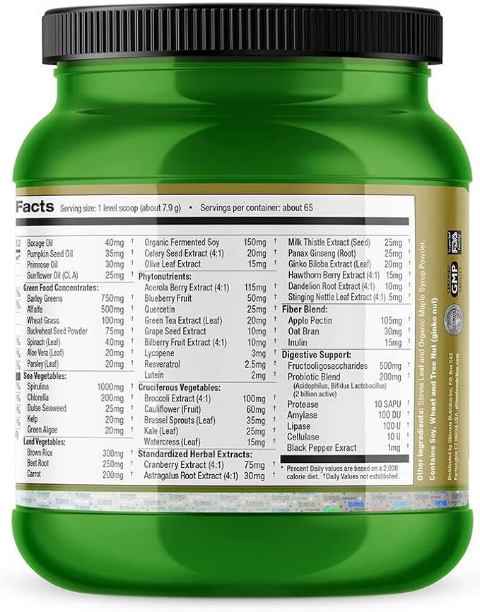 Ultimate Nutrition Veggie Greens Super Food Vegetable Protein Powder with Whole Foods No Sucralose Vegan Meal Replacement Low Carb KetoNo Gluten Golden MapleFlavor 18 Ounces 64 Servings
