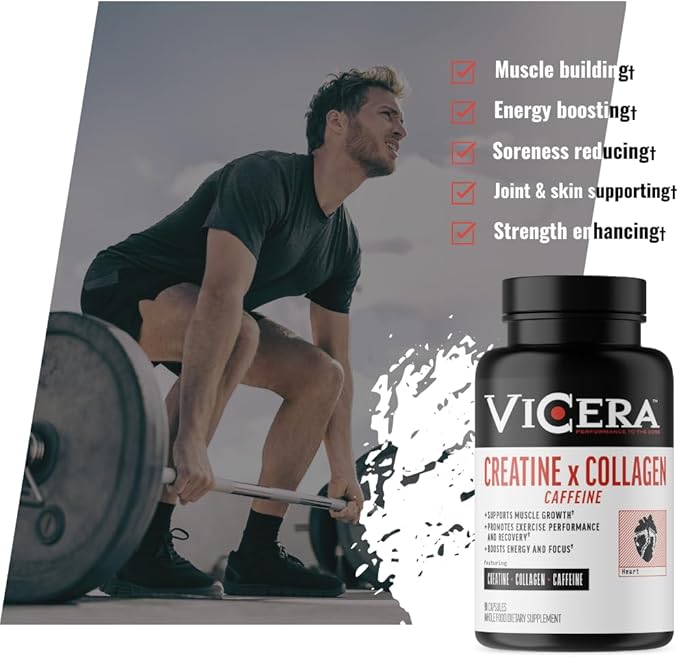 Creatine x Collagen x Caffeine Capsules HCl Creatine Workout Supplement with 100 mg Plant Based Caffeine from Coffee Berry Gluten Free Non GMO 90 Capsules