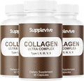 Collagen Ultra Complex Types I II III V &amp X Multi Collagen Protein Peptides Supports Hair Skin &amp Nails - Joint Support Pure Hydrolyzed Collagen Peptides Supplement 90 Capsules (3)