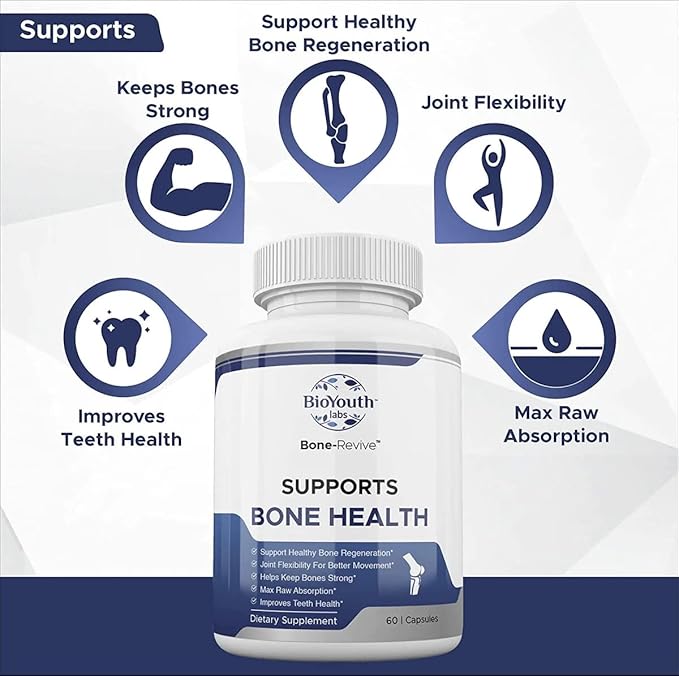 Labs Natural Bone Strength Supplements for Adults 360 Capsules - Nutritious Blend of Coleus Forskohlii Creatine Magnesium Vitamin K2 &amp C for Better Bone Health &amp Growth.