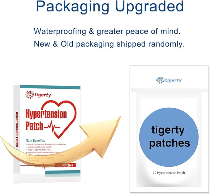 tigerty Herbal Transdermal Hypertension Patches Lowers Blood Pressure 10 Patches 100% Natural Improvement Sleep Relief Headaches