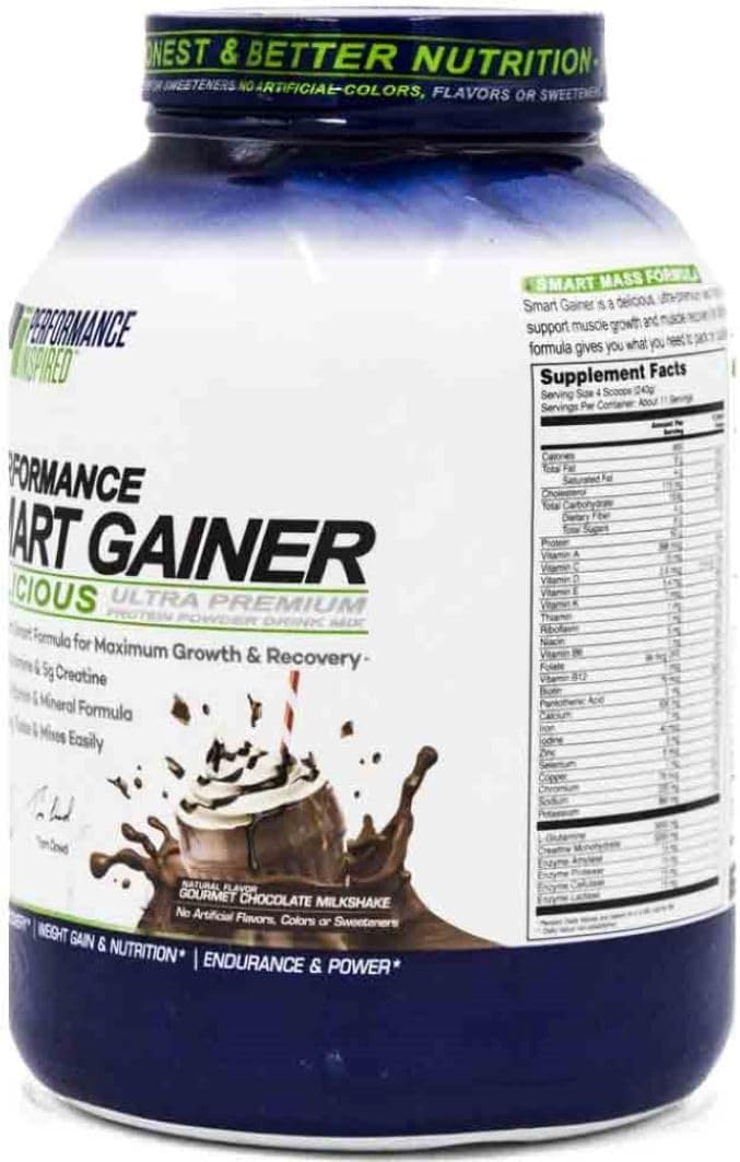 Performance Inspired Nutrition Smart Mass Gainer – 50G Protein 900 Calories Creatine L-Glutamine &amp Digestive Enzymes – Muscle Recovery &amp Growth – Chocolate Milkshake – 6 lb