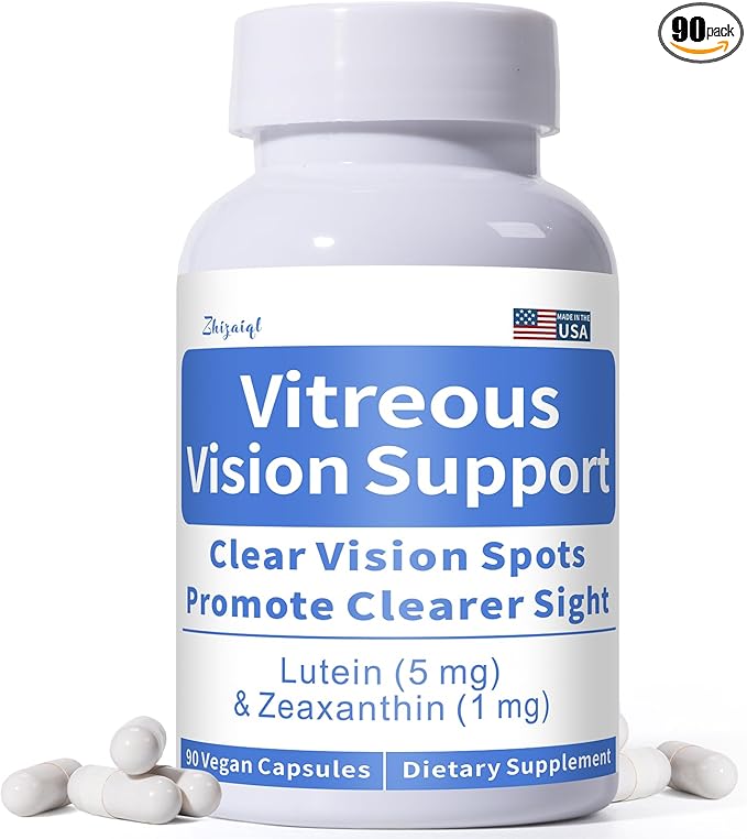 Eye Vitamin with Lutein and Zeaxanthin for Vitreous Clarity – Supports Clear Vision – Reduce Squiggly Lines Dry Eyes Screen Fatigue and Degeneration 90 Vegan Capsules
