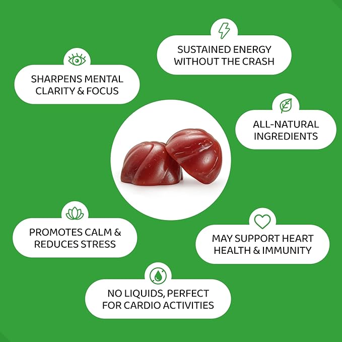 Yerba Mate Gummies - Yuzu &amp Ginger Flavor for Energy Focus Immunity &amp Cardio Health | Vegan Non-GMO Gluten-Free - 50 Natural Supplement Gummies