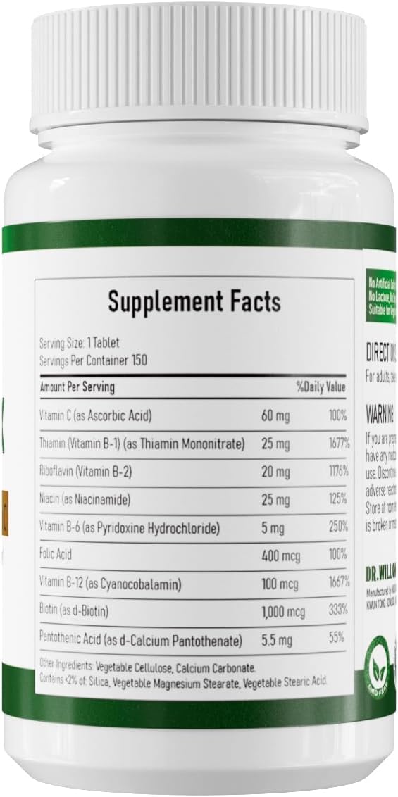 Super B Complex Vitamins with Vitamin C &amp Folic Acid Vitamins for Immune &amp Cellular Energy Support 150 Tablets