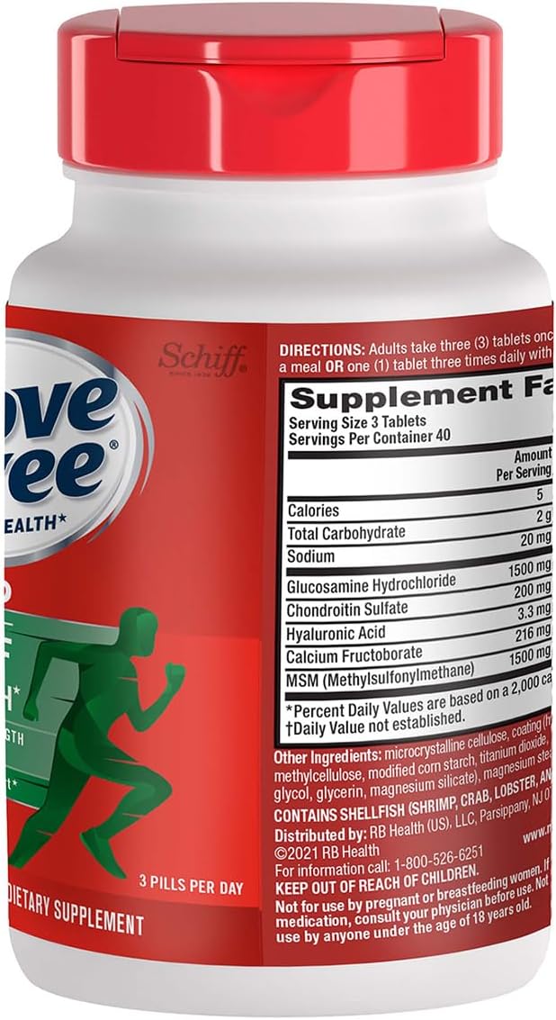 Move Free Advanced Glucosamine Chondroitin MSM Joint Support Supplement Supports Mobility Comfort Strength Flexibility &amp Bone 120 Tablets/40 Servings (2 Pack)