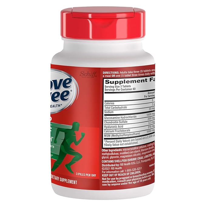 Move Free Advanced Glucosamine Chondroitin MSM Joint Support Supplement Supports Mobility Comfort Strength Flexibility &amp Bone 120 Tablets/40 Servings