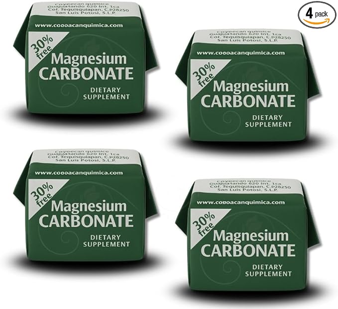 Magnesium Carbonate – 7g x 4 Cubes (Pack) – Pure Magnesium Carbonate – Food Grade – Non-GMO Gluten-Free Vegan – Carbonato de Magnesio en Cubos – Hecho en México