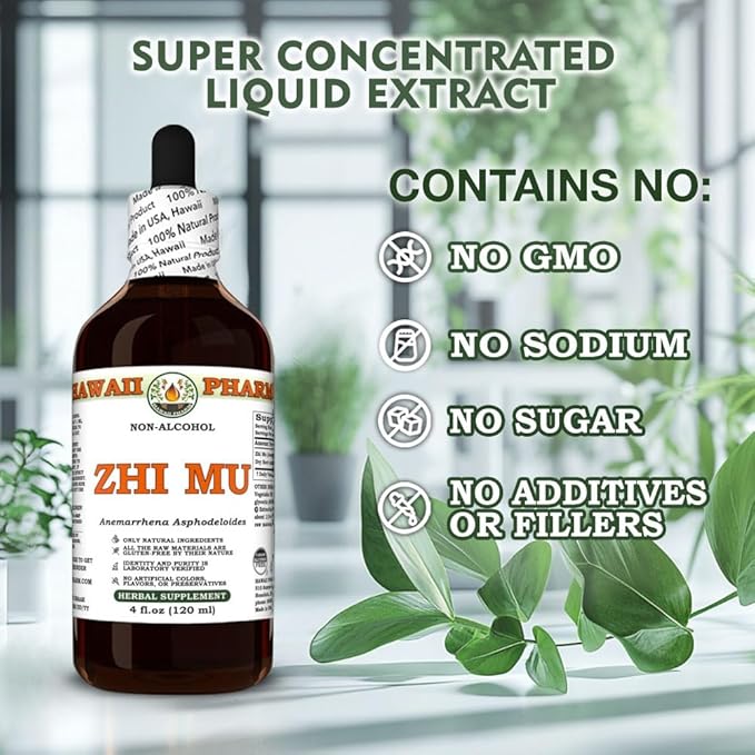 Zhi Mu (Anemarrhena Asphodeloides) Dry Root Glycerite All Natural Vegan Lab Tested Alcohol-Free Liquid Extract - 4 fl.oz