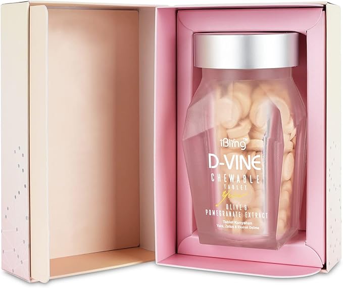 WELLOUS Ibling D-Vine Anti Aging Pomegranate Extract Chewable Collagen Tripeptides Glowing Skin Firming Anti-Aging 60 Tablets/Bottle (Pack of 3)