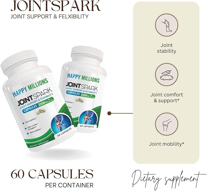 JOINTSPARK Joint Support Supplement – Glucosamine Chondroitin &amp MSM with Boswellia Turmeric Quercetin &amp Bromelain – Supports Joint Comfort – Gluten Free Non GMO – 60 Capsules