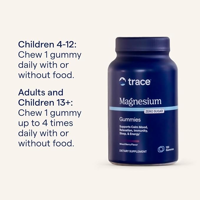 Trace Minerals Magnesium Gummies - Chewable Magnesium Gummies for Wellness Support - Bone Nerve &amp Muscle Health - Kid-Friendly - Sugar-Free - Mixed Berry Flavor - 120 Count (120 Servings)
