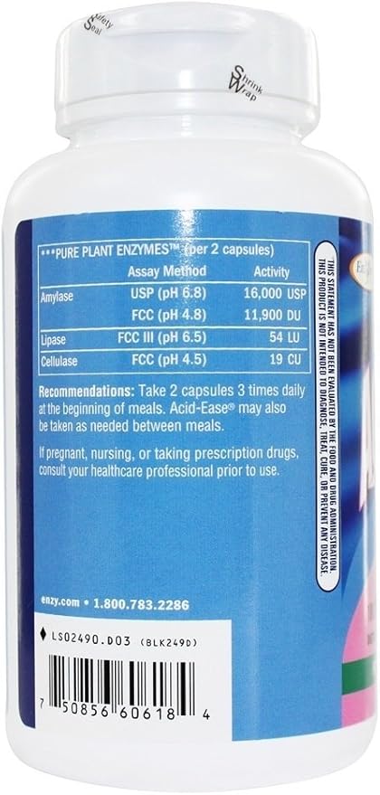 Enzymatic Therapy Acid Ease Digestion Formula 180 Capsules