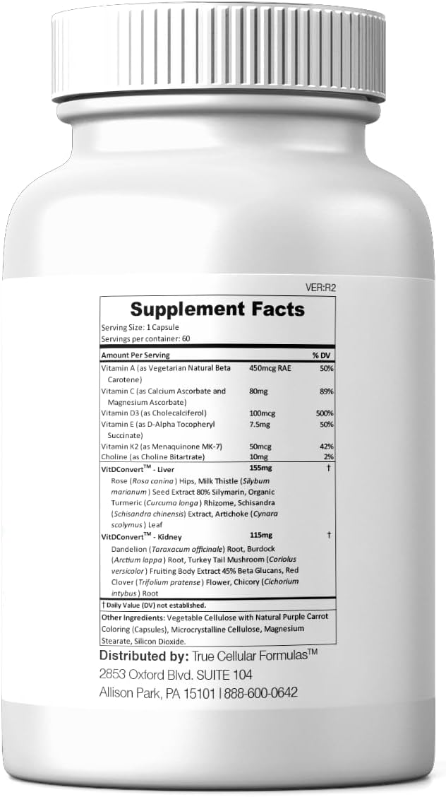 VITDRestore+™ - Vitamin D3 + K2 with Liver and Kidney Support | Soy Free Non-GMO Vegan 30-Day Supply