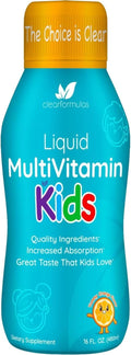 Sugar Free Liquid Multivitamin for Kids - High Absorption Kids Liquid Multivitamin with Vitamins A C D E &amp B Complex Plus Quercetin Immune Support Complex - 3rd Party Tested - Orange Flavor (1 Mon