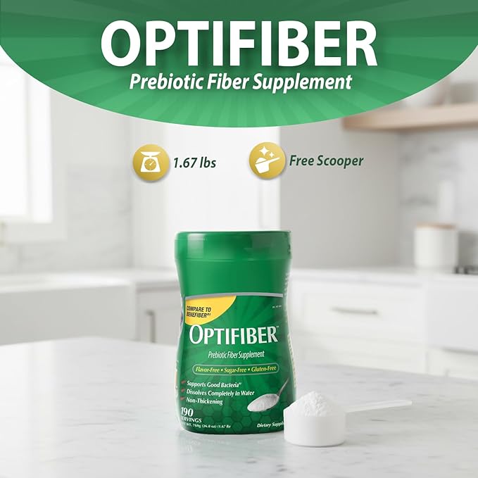 Braidz OptiFiber Prebiotic Fiber Supplement Wheat Dextrin Fiber Powder Unflavored 190 Servings 25.6 Ounces with a Scoolpy 1 Tablespoon Measuring Spoon