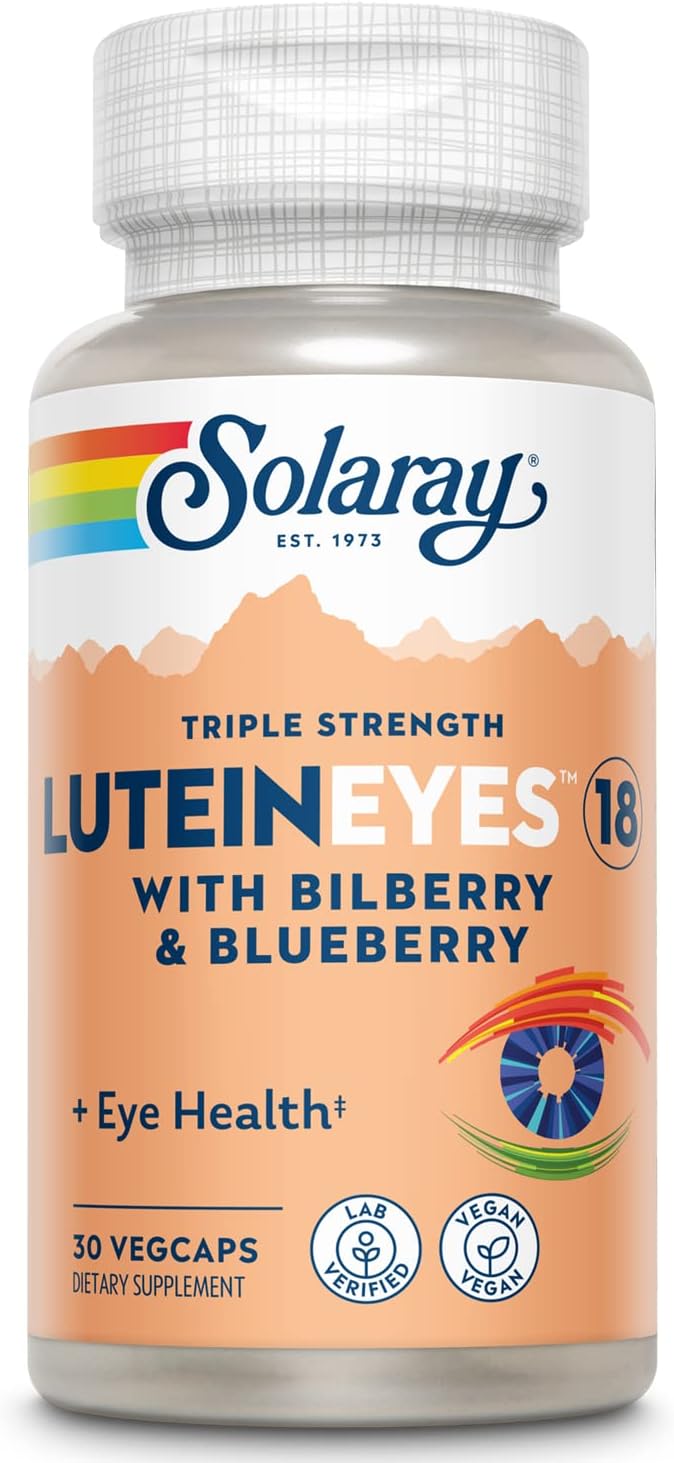 SOLARAY Triple Strength Lutein Eyes 18 mg | Eye &amp Macular Health Support Supplement w/Naturally Occurring Lutein and Zeaxanthin | Non-GMO | 30 Count
