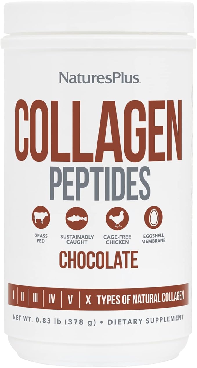 NaturesPlus Collagen Peptides Chocolate - 0.83 lb Powder - Hair Skin Nail &amp Joint Health Immune System Support - Non-GMO Gluten Free - 14 Servings