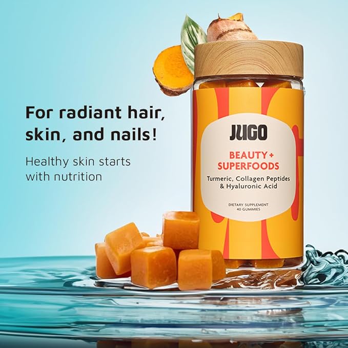 JUGO Beauty + Energy Gummies Bundle – Collagen Biotin &amp Vitamin B12 – Supports Hair Skin Nails &amp Natural Energy – Plant-Based &amp Gluten-Free