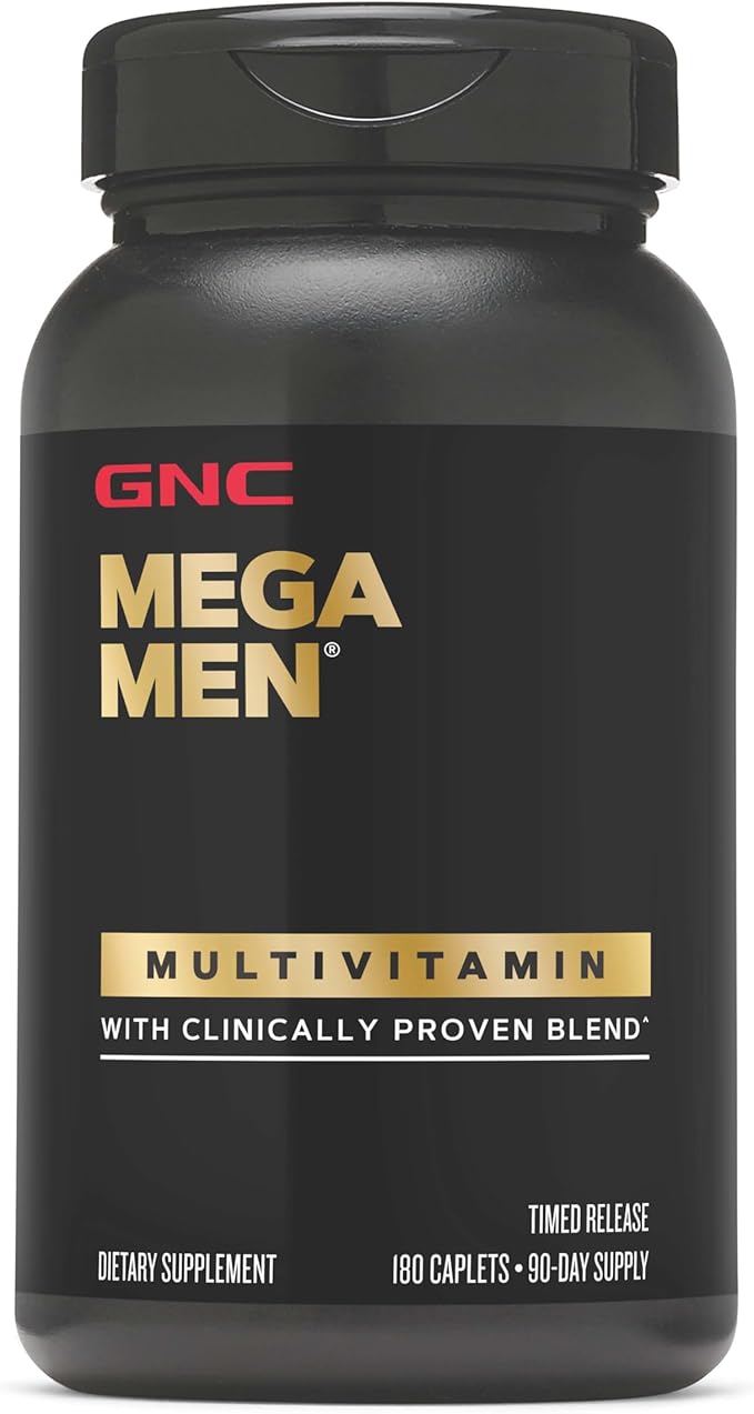 GNC Mega Men Multivitamin Caplets Clinically Proven to Feel Better Immune Support Energy Support B Vitamins Vitamin D-3 Timed Release 180 Caplets