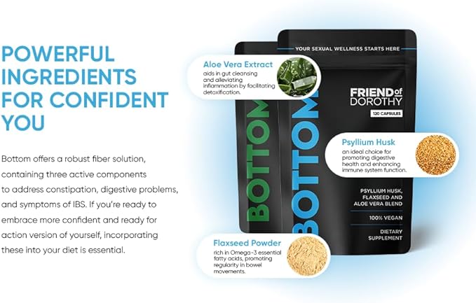 Bottom Fiber Supplement for Effortless Prep Time - Helps Promote Digestive Regularity - Psyllium Husk Based - for Men Who Bottom 120 Capsules