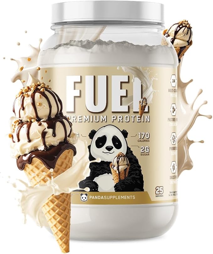 Underground Bio Labs Panda Fuel Premium Protein WheyHydrolyzed CollagenCaseinProbiotics Enzymes Keto FriendlyTime Release 25 Servings (2.5 Pound Ice Cream Sundae Cone)