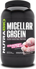 NutraBio Casein Protein Powder Micellar Casien Powder 25g Slow Digesting Protein Helps Keep You Full Overnight Muscle Recovery &amp Growth BCAA &amp EAA Gluten Free Soy Free 2lb Strawberry I