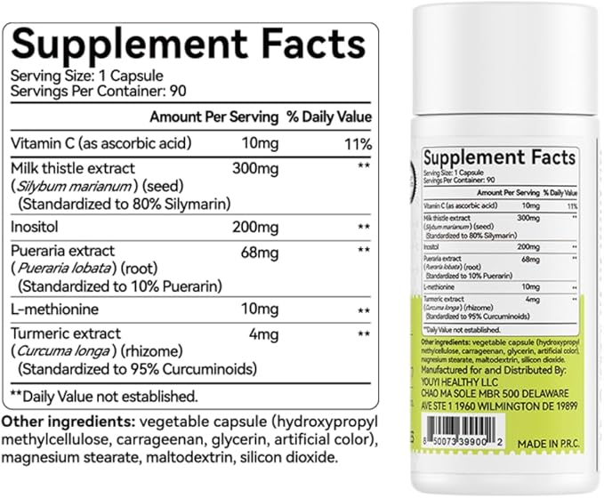 OxyEnergy Silymarin Milk Thistle 300mg Extract with Vitamin C Inositol &amp Pueraria Liver Detox &amp Repair Support Antioxidant Support90 Capsules Pack of 3