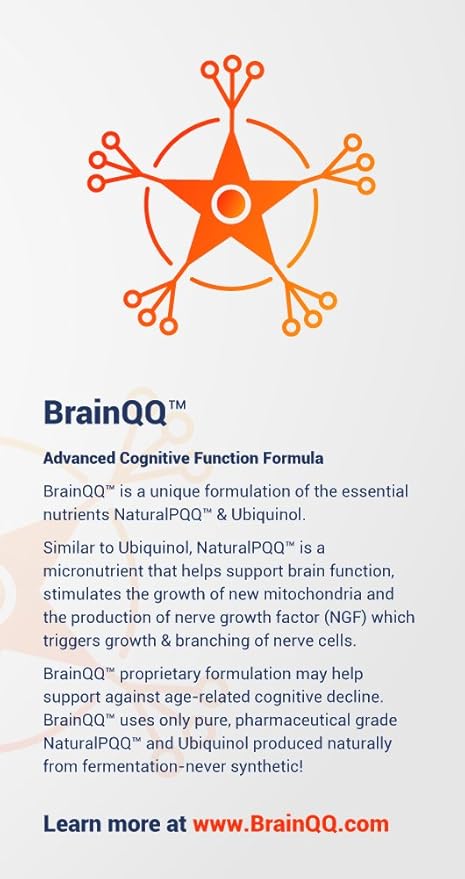 BrainQQ Get Smart! Enhanced HIGH Absorption Nootropic Brain Formula-Concentration Focus Clarity &amp Memory Peak Performance. 100mg of Ubiquinol (QH) Plus Natural PQQ 20mg