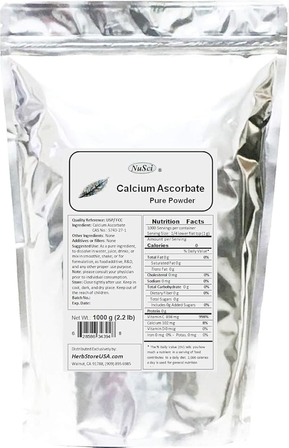 Calcium Ascorbate Pure Powder Buffered Vitamin C (250 Grams (8.8 oz))