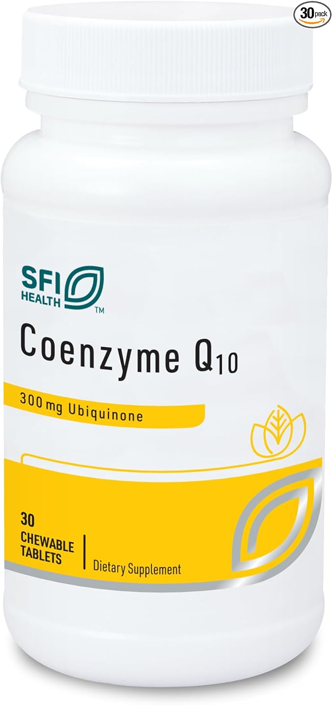 Klaire Labs Chewable Coenzyme Q10-300 Milligrams High Strength CoQ10 as Ubiquinone Emulsified with Vitamin E for Superior Absorption (30 Tablets)