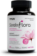 SlenderFlora - Menopause Probiotic Supplement | Weight Management Hot Flashes Night Sweats Bloating | 70 Billion CFU | Gluten Soy &amp Dairy Free | 60 Count