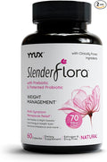 SlenderFlora - Menopause Probiotic Supplement | Weight Management Hot Flashes Night Sweats Bloating | 70 Billion CFU | Gluten Soy &amp Dairy Free | 60 Ct Pack of 2
