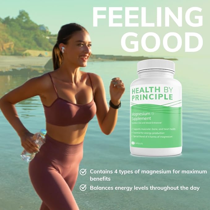 Magnesium Supplement | 4 Types of Magnesium in 1 Capsule | Glycinate Malate Taurate &amp Citrate for Muscles &amp Sleep | High Absorption | Vegan Non-GMO | 100 Capsules