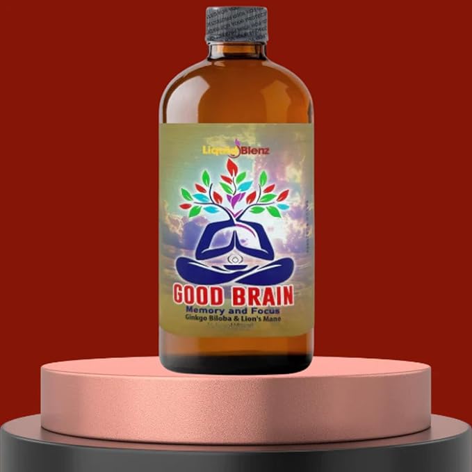 LiquidBlenz Good Brain Tonic Herbal Brain Health Support Drink 32 oz Liquid Botanical Blend with Ginkgo Lion’s Mane &amp Adaptogens – Natural Focus &amp Clarity Tonic