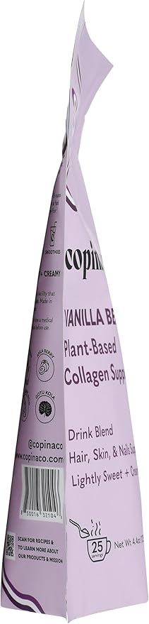 Copina Co. Vanilla Beauty Vegan Collagen Booster Creamer: Plant Based Collagen Support Smoothie Drink Vegan Creamy Blend | Vanilla Flavor | 1 Bag - 25 Servings per Bag