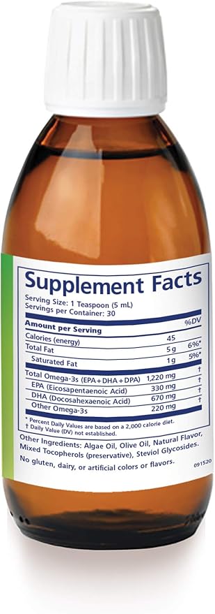 Omega-V Benefits Liquid Omega 3 Supplement - 5 oz 30-Day Supply - Vegan Supplement with 1000mg EPA &amp DHA for Eye Health (Pack of 3)
