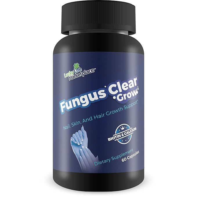 Fungus Clear Grow - Nail Skin &amp Hair Growth Support - Help Support Natural Hair Skin &amp Nails Growth with This Premium Formula Made with Biotin &amp 9 Other Ingredients