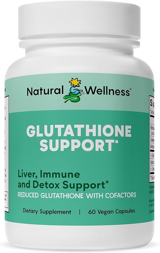 Natural Wellness Glutathione Supplement – Liposomal Glutathione with CoFactors for Antioxidant Liver Detox &amp Immune Support – Vegan Glutathione Capsules Non-GMO 60 Count