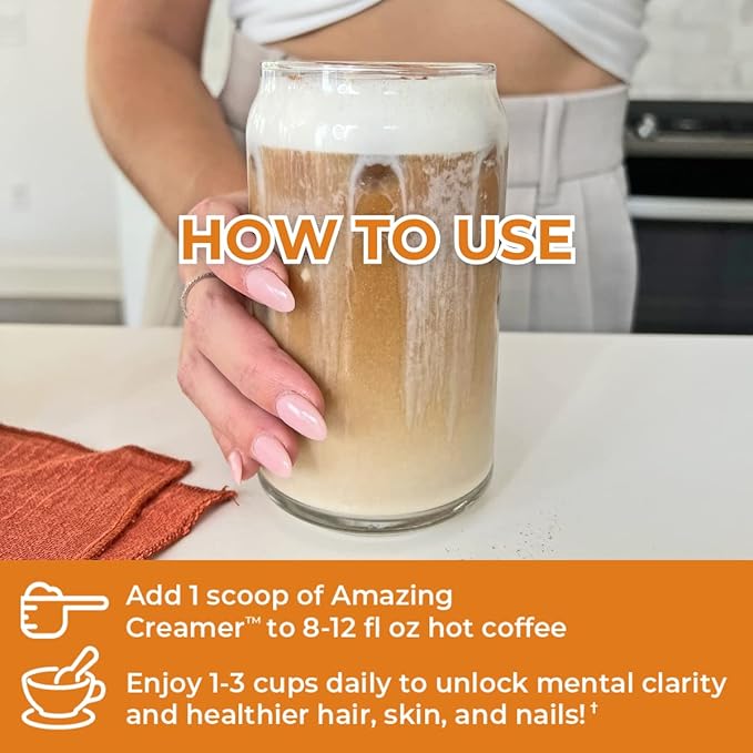 Superfoods Company Amazing Creamer with Collagen - Keto Creamer-Hyaluronic Acid &amp MCT Oil - Brain Boost &amp Curbs Cravings - Supports Healthy Skin &amp Hair - Diet-Friendly [30 Servings] [Salte