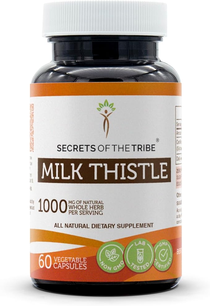 Secrets of the Tribe Milk Thistle 60 Capsules Made with Vegetable Capsules and Milk Thistle Silybum marianum (60 Capsules)