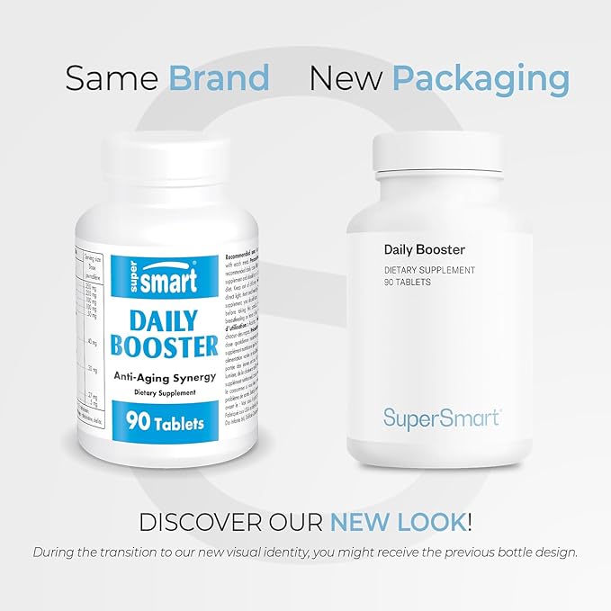 Supersmart Daily Booster (Advanced Formula) - with PQQ OPCs Quercetin Acetyl L-Carnitine R-Lipoic Acid - Boost for Multivitamin Supplement | Non-GMO &amp Gluten Free - 90 Tablets
