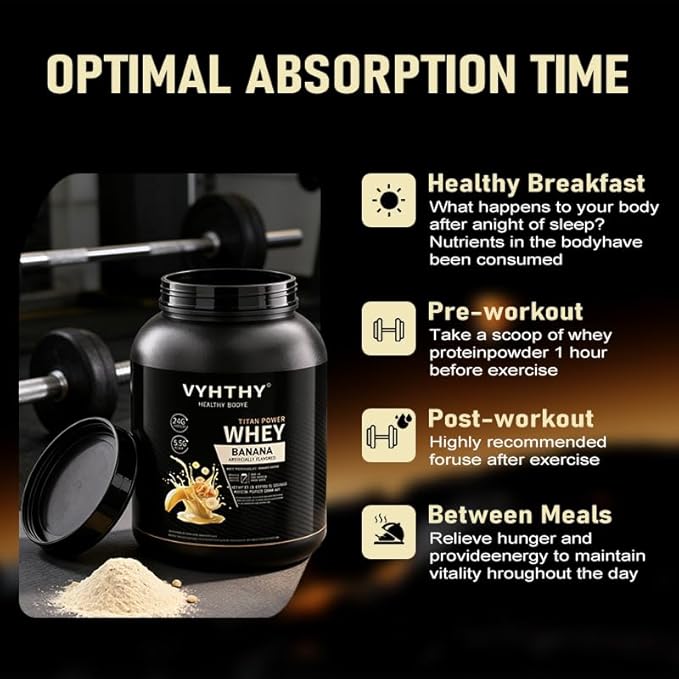 Banana Flavored Whey Protein Powder24g Protein per Serving Fast-Absorbing Concentrated whey Protein Low Sugar Gluten-Free Natural Flavor 3.5lbs(56oz)