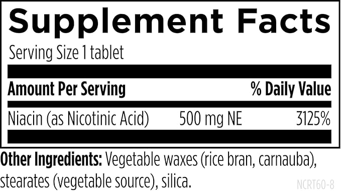 Designs for Health Niacin 500mg - Niacin CRT Vitamin B3 (Nicotinic Acid) Controlled Slow Release Tablets to Help Minimize Flush - Non-GMO Gluten Free Supplement (60 Tablets)