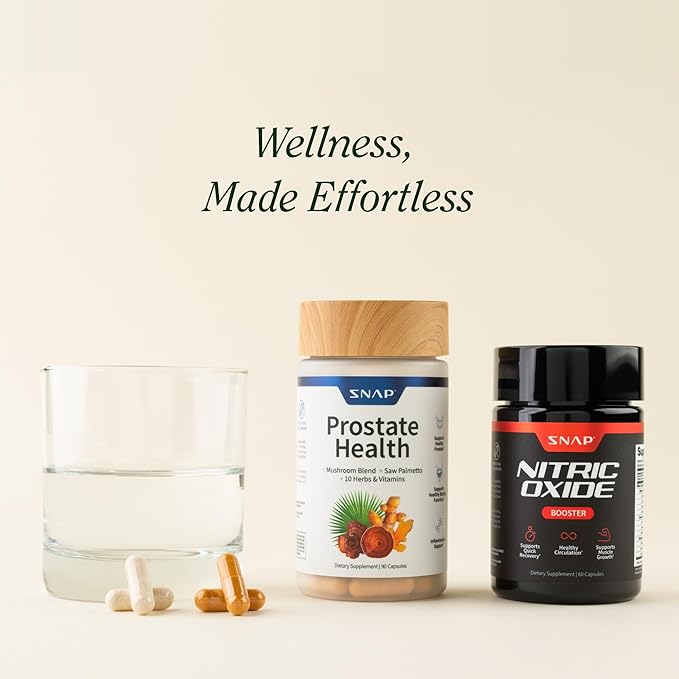 Snap Supplements Prostate Health &amp Nitric Oxide Supplement Bundle for Men 90 + 60 Vegetarian Capsules (1 Month Supply)