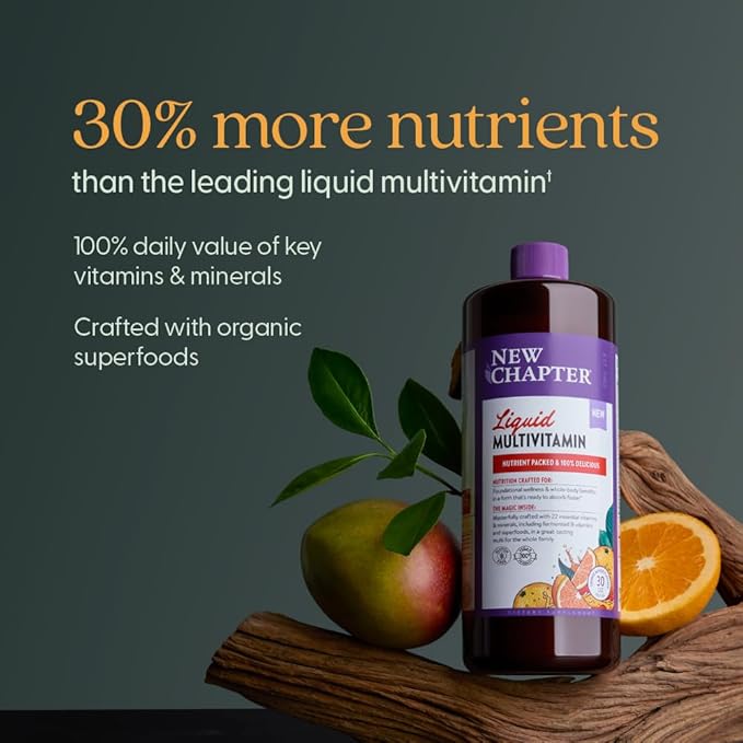 New Chapter Liquid Multivitamin + Mineral Supplement for Whole-Body Benefits 100% Delicious Multivitamin for Adults Teens &amp Kids 2+ Ready to Absorb Faster Orange Mango Flavored 30 oz