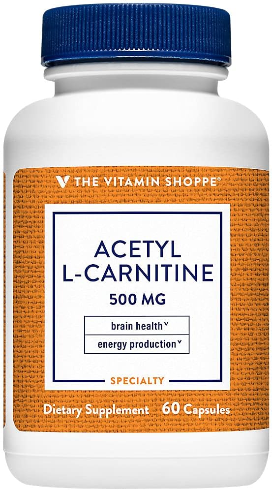 The Vitamin Shoppe Acetyl-L-Carnitine 500mg – Supports Healthy Brain &amp Memory Function Promotes Energy Production – Carnipure™ Offers Purest Form of L-Carnitine (60 Capsules)