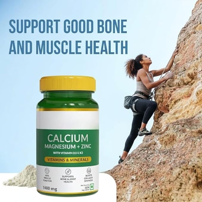 Naturals Calcium Magnesium &amp Zinc Tablets with Vitamin D3 &amp K2 (600 IU) Calcium Supplement for Women and Men for Muscle Health