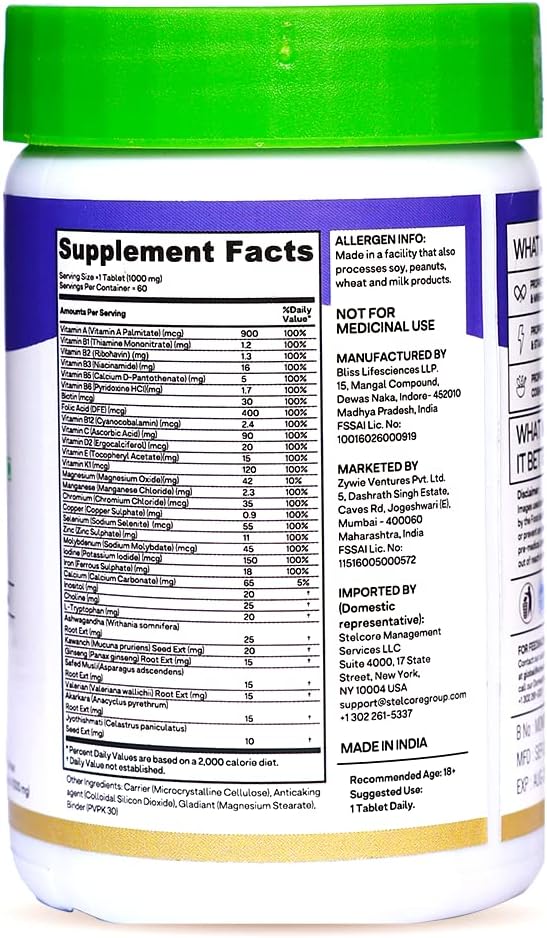 OZIVA Daily Men’s Multivitamins Tablets | Multivitamins for Men’s Daily Stamina Improved Energy &amp Better Immunity | with Daily 23 Minerals Ashwagandha Akarkara &amp Choline 60 Capsules